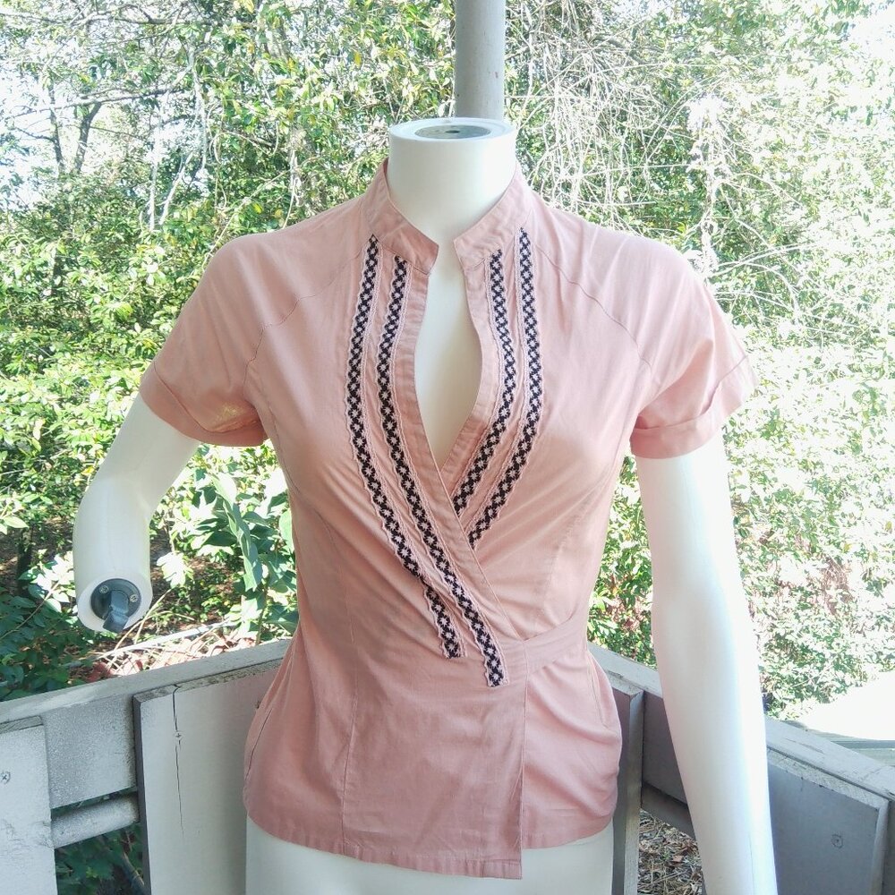 Boho Wrap Embroidered Cotton Top